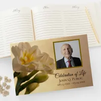 White Double Daffodil Celebration of Life Memorial Guest Book