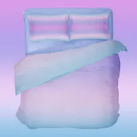 Girly Colorful Pastel Blue Purple Gradient Stripes Duvet Cover