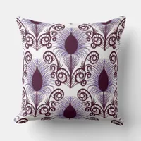 Boho Purple Jewel Tone Peacock Feather  Throw Pillow