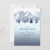 Mountain Landscape Rehearsal Dinner Blue ID787 Invitation