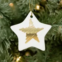 Chic Christmas metallic gold star white Ceramic Ornament