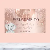 Baby Shower rose gold glitter elephant girl  Banner