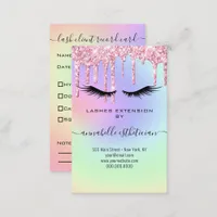 Glitter Pink Eyelash Extension Client Record  Business Card