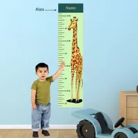 Long Neck Giraffe Growth Chart Add Child's Name Photo Print