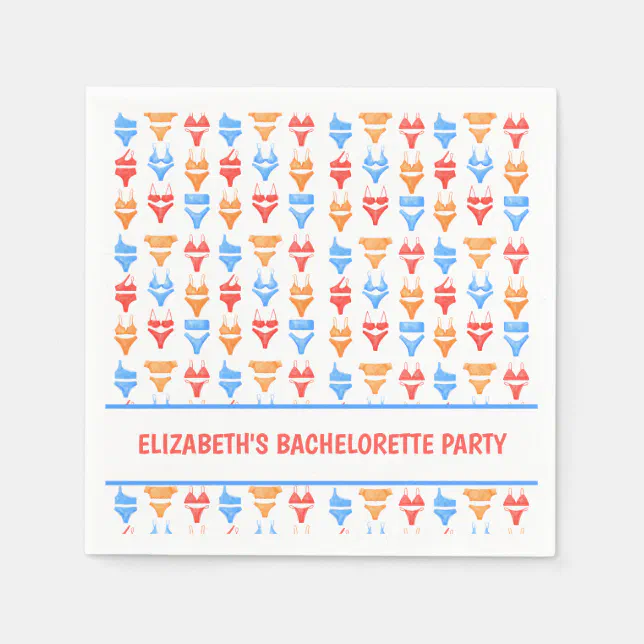 Fun Swimsuit Pool Party Personalized Bachelorette Napkins