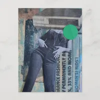 Lady With Retro Technology Head Postcard