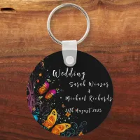 Whimsical Butterfly Garden Postcard Keychain