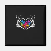 Autism Awareness s s Skeleton Hand Heart Puzzle Pi Magnet