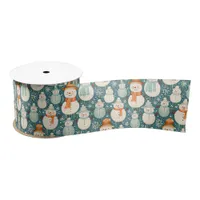 Merry Christmas  | Watercolor Snowmen Christmas Satin Ribbon