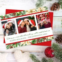 Three Photo Watercolor Botanical Christmas Card