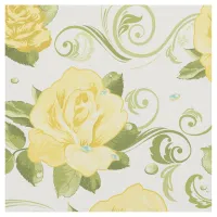 Pretty Floral Shabby Chic Yellow Roses Pattern Fabric