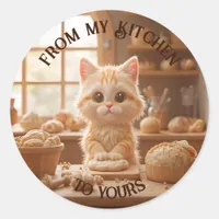 Cute Kitten Kneading Dough Classic Round Sticker