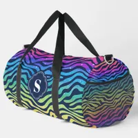 Rainbow Zebra Pattern Monogrammed Duffle Bag