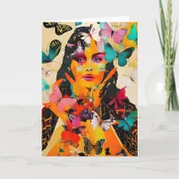 Woman and Butterflies Mixed Media All Occasions Card