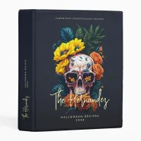 Floral Skull Family Name Halloween Recipes Mini Binder