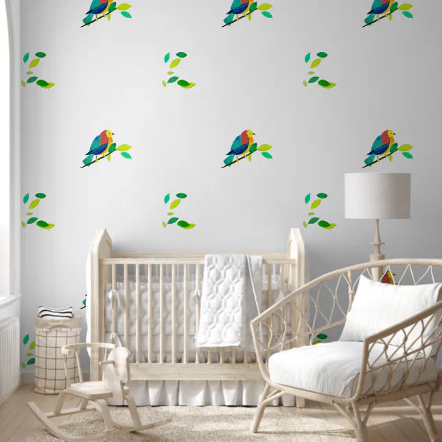 Chromatic Serenade: Bird on branch  Wallpaper