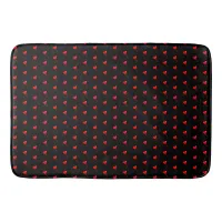 Red Heart Balloon Pattern Black Background Bath Mat