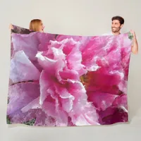 ** Original Art AR1 -  Pink Peony Floral Painting Fleece Blanket