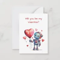 Cute Robot Valentine Class Exchange Flat Card