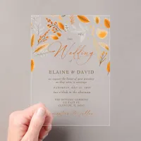 Terracotta Modern Script Elegant Fall Wedding Acrylic Invitations