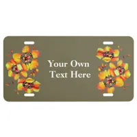 Elegant Orange Flowers - Grey- Customize your Own License Plate