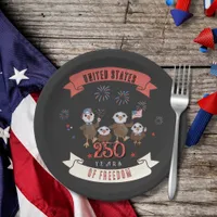 Adorable Eagle Family US 250 Years of Freedom Paper Plates