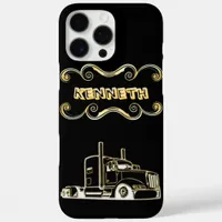 Gold Semi-Truck Digital Art Design iPhone 16 Pro Max Case