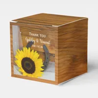 Faux Barn Wood Sunflower Horseshoe Western Wedding Favor Boxes