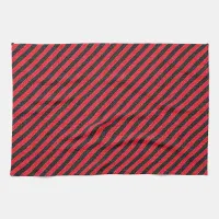 Thin Black and Red Diagonal Stripes Towel