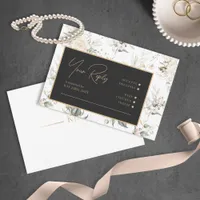 Pearl Blush Floral Elegance Pattern Ebony ID989 RSVP Card