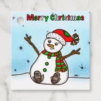 Merry Christmas Cute Plump Snowman   Favor Tags