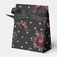 Vintage Marsala and Rose Gold Floral Favor Boxes