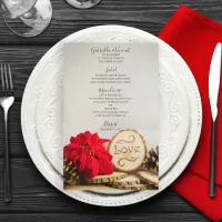 Rustic Red Poinsettia Woodland Winter Wedding Menu