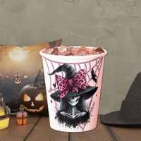 Pink and Black Coquette Halloween Paper Cups