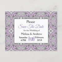 Black and Purple  Mandala Wedding Save the Date Announcement Postcard