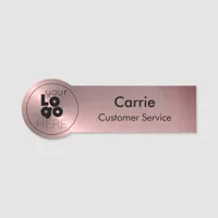 Round Logo Brushed Metallic Rose Gold Name Tag