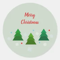 Christmas tree forest, snowflakes, red blue dots classic round sticker