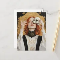 Gorgeous Red haired Woman With a Skull Postcard