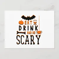 eat drink and be scary halloween postcard