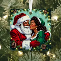 A Vintage Mr and Mrs Claus Christmas Personalized Metal Ornament