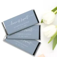 Simple Elegant Script Dusty Blue Personalized Hershey Bar Favors