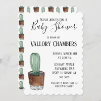 Potted Succulent Cactus Baby Shower Invitation