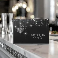 Old Hollywood B & W Chandeliers Sweet 16 ID1108 Guest Book