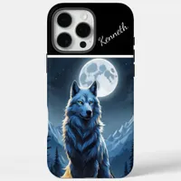 Full Moon Highlights Howling Wolf iPhone 16 Pro Max Case