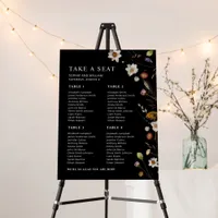 Black Boho Wildflower 4 Table Seating Chart  Foam Board