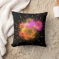 Modern fractal in pink and black throw pillow