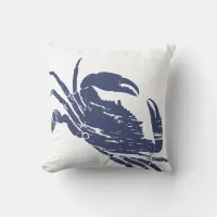 Blue Crab Grunge Effect Coastal Themed Throw Pillow