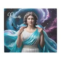 Pisces The Fish | Turquoise Greek Goddess Metal Print