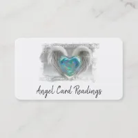 *~* Artsy Opal Heart Angel Wings AP78 QR Business Card