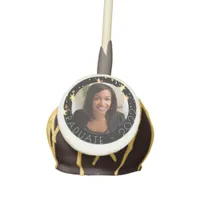 Graduation party black gold stars photo cake pops